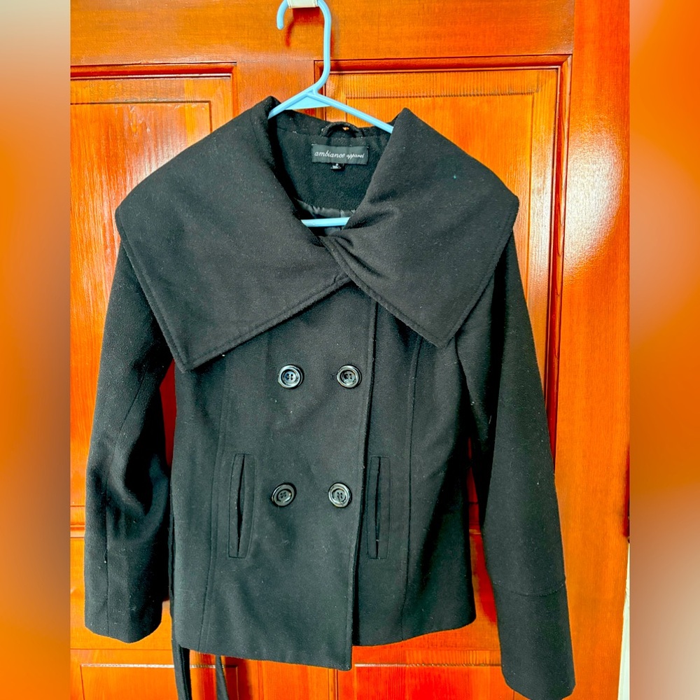 Black coat with belt